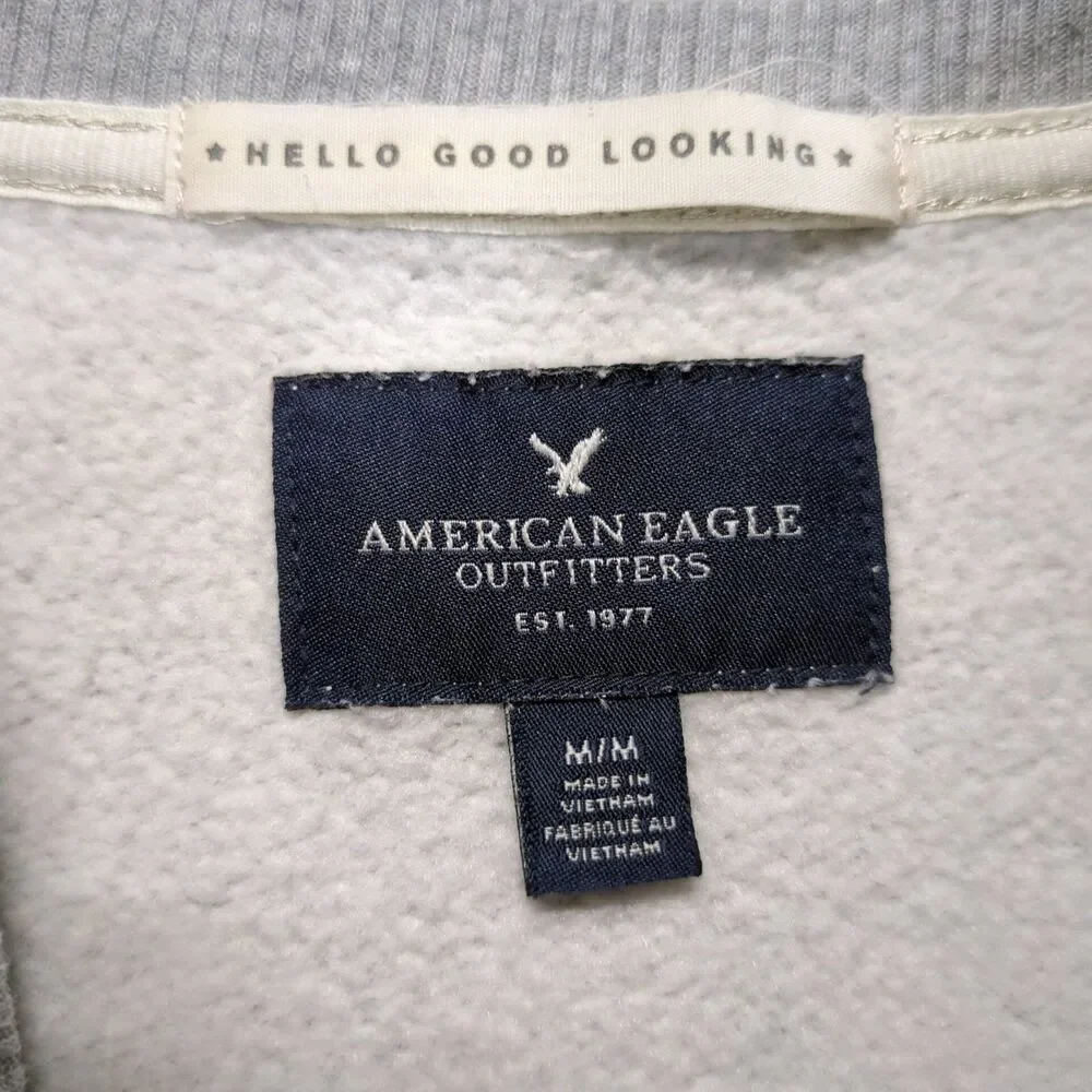 American Eagle Women's M Sequin Penguins Gray Sweatshirt Hello Good Looking